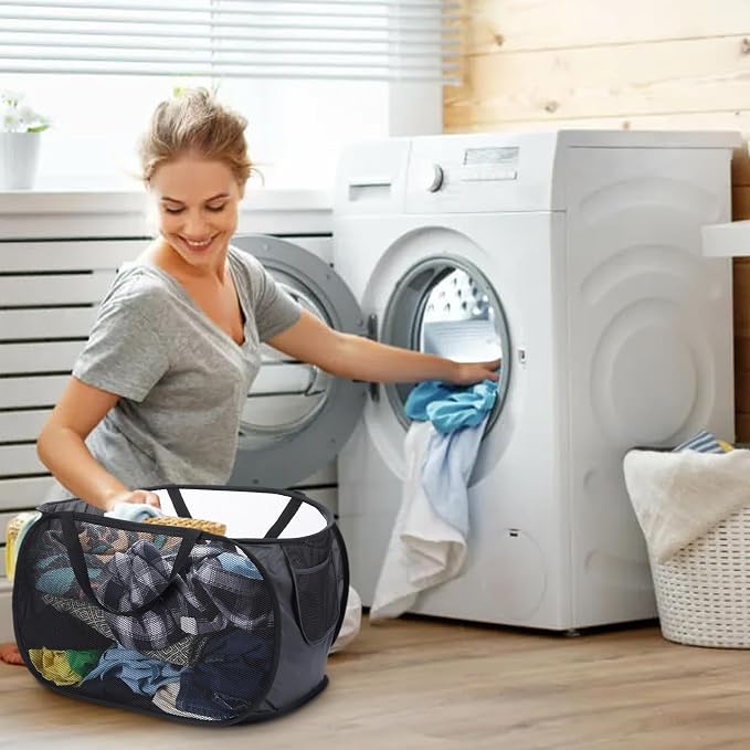 4 Pcs Popup Mesh Laundry Basket, Collapsible Laundry Hamper - Image 6