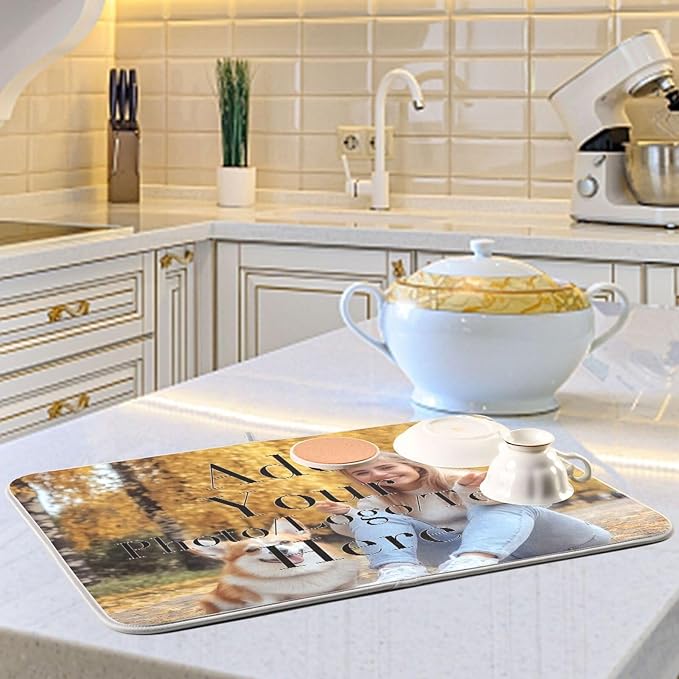 Custom Dish Drying Mats 16 x 18 Inch Picture Text Super Absorbent Microfiber - Image 6