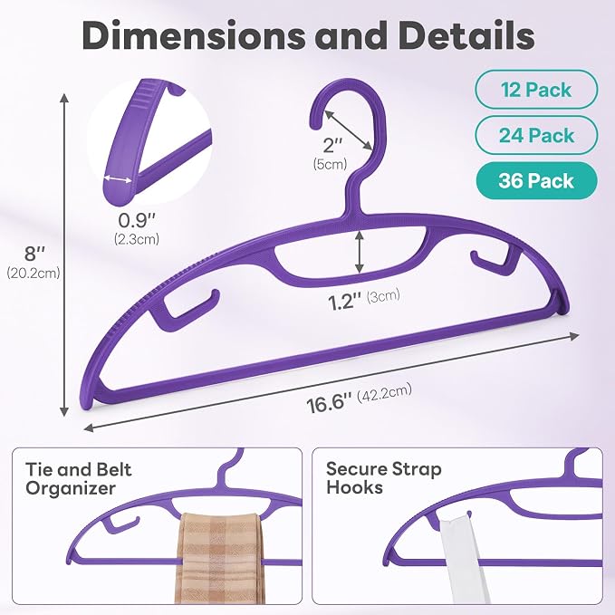 HOUSE DAY Plastic Clothes Hangers 36 Pack, Sweater Hangers No Shoulder Bump - Image 7