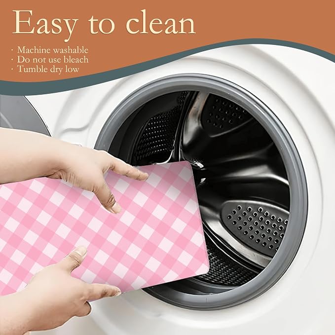 Pink White Checkered Dish Drying Mats 18x24 Inch, Dish Pad Drying Rack Mat - Image 5