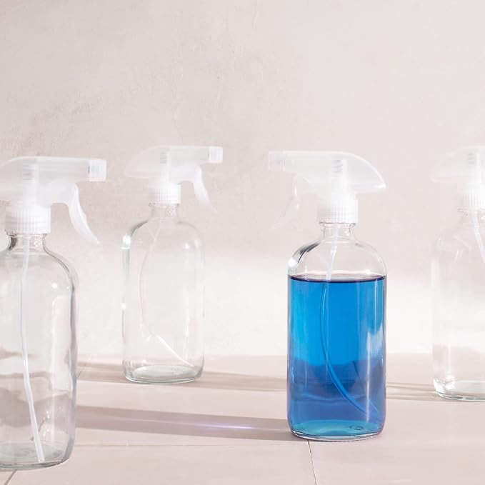 Youngever 4 Pack Empty Glass Spray Bottle, 16 Ounce Clear Glass Spray Bottle - Image 2