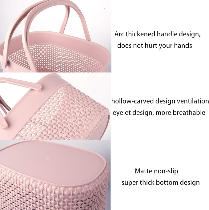 rejomiik 2 Pack Plastic Shower Caddy Basket, Portable Organizer Storage Tote - Image 5