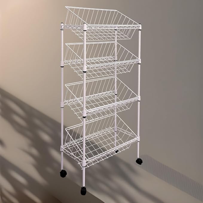 NSF white 4-layer storage rack, kitchen basket rack, vegetable tableware sorting by GUANGFOSHUN