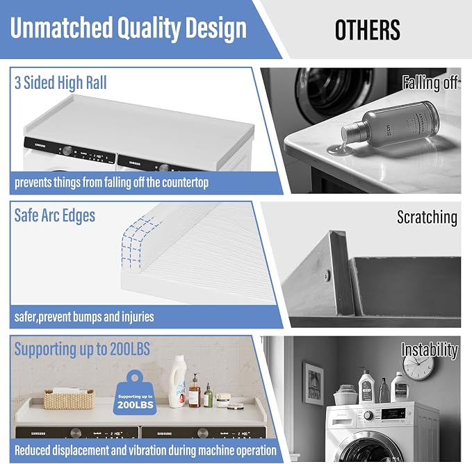 LEBENGURU No-Installation HDPE Washer Dryer Countertop - Image 6