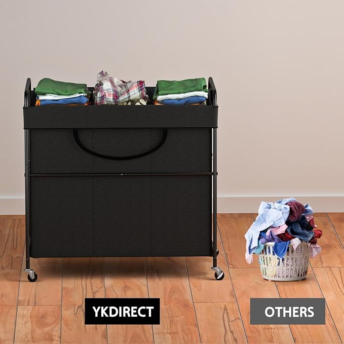 180L Large Laundry Hamper, 3 Compartment Laundry Basket - Image 4