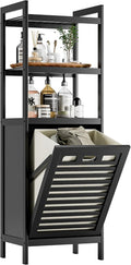 HITNET Tilt Out Laundry Hamper, Bamboo Bathroom Cabinet by HITNET