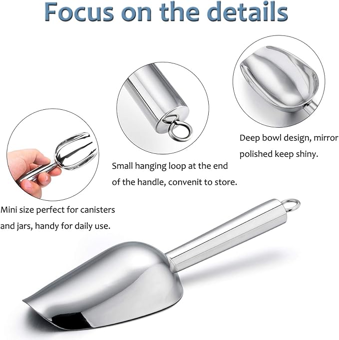 Mini Scoop Set of 8, E-far 3 Ounce Stainless Steel Scoops - Image 4