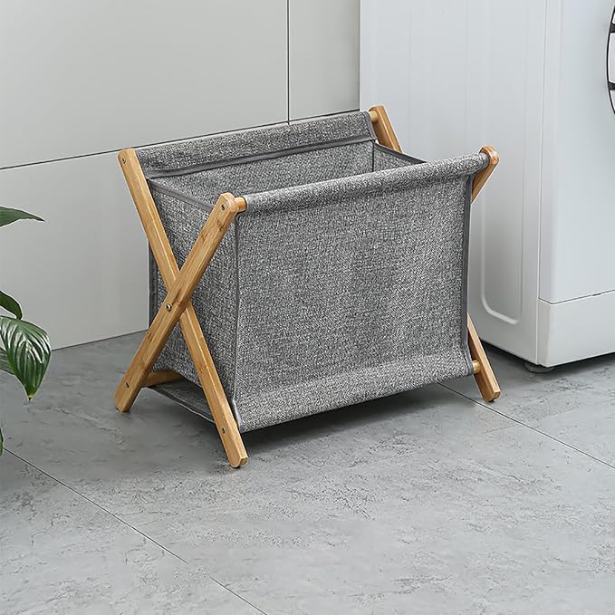 Gtzly Bamboo Laundry Hamper Collapsible X-Frame Laundry Basket Portable Laundry by Unknown