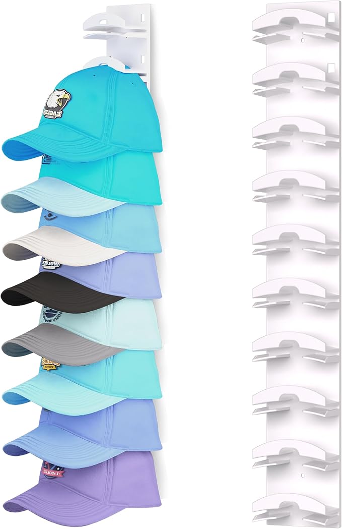 Hat Organizer for Baseball Caps, Hat Rack for Wall by Houoisheck
