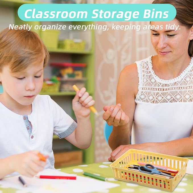 Tobeelec 16 Pack Classroom Storage Baskets Bins, Large Plastic Organizer Basket - Image 4