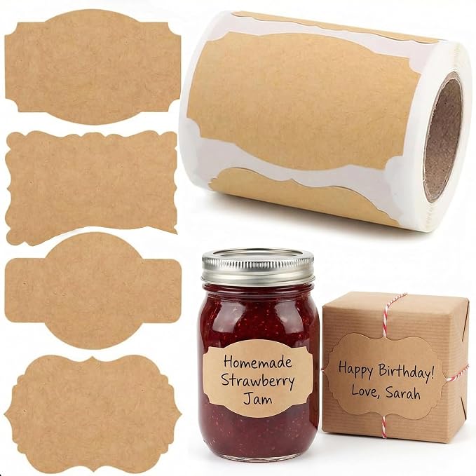 SallyFashion 200pc Gift Tags for Presents, Kraft Label Stickers, Writable Gift by sallyfashion