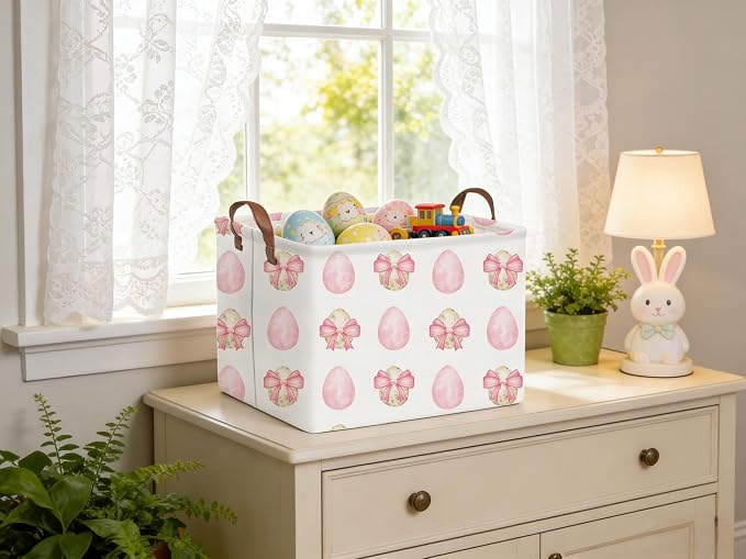 Rectangular Bow Easter basket, Easter basket empty, Storage Basket - Image 3