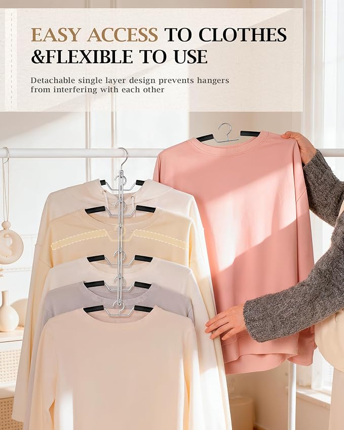 Clothes Hangers Space Saving Shirt Hangers, Non Slip 6 Layer Detachable Foam - Image 2