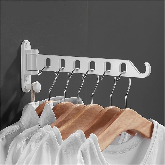 Drying Rack Black Folding Clothes Rack Wall Mounted Telescopic Clothes Rack - Image 4