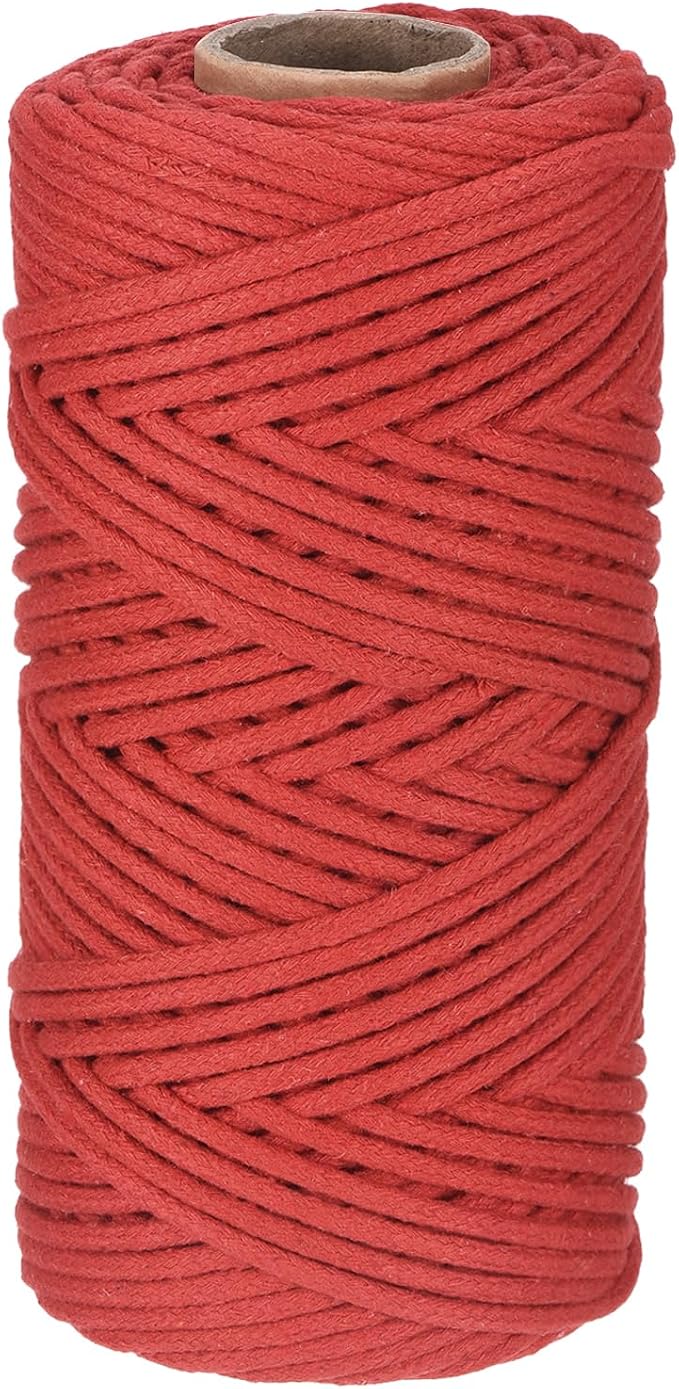 Rebower Macrame Cord 4mm x 109 Yard, Natural Cotton Macrame Rope Twisted by Rebower