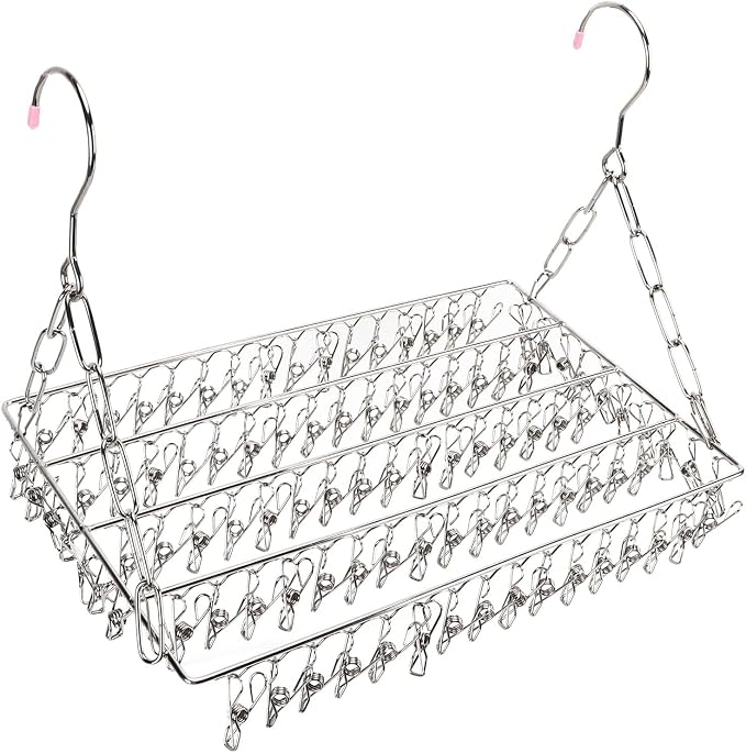Laundry Drying Rack Stainless Steel Multifunctional Hanging Silver Clothes - Image 7