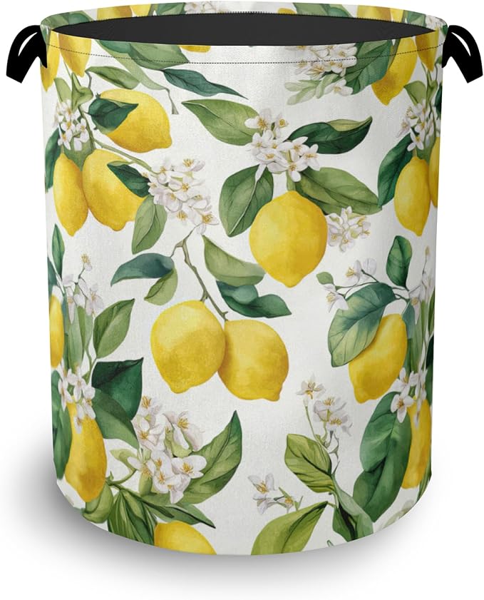 Lemon Laundry Basket, Flower Leaf Foldable Oxford Cloth Tote Bag Laundry Hamper by Unknown