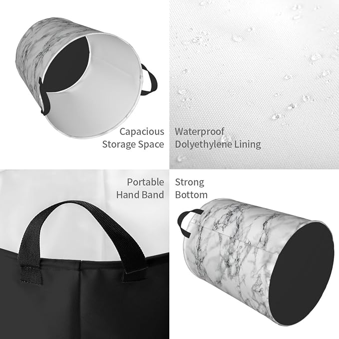 Black And White Marble Laundry Hamper Bag - Image 3