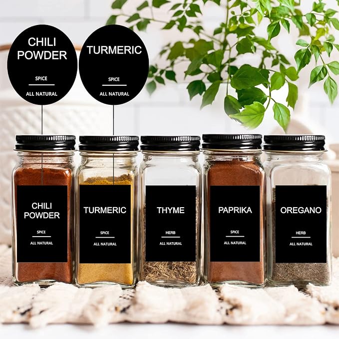 191 Spice Jar Labels Preprinted Minimalist Stickers - Image 2
