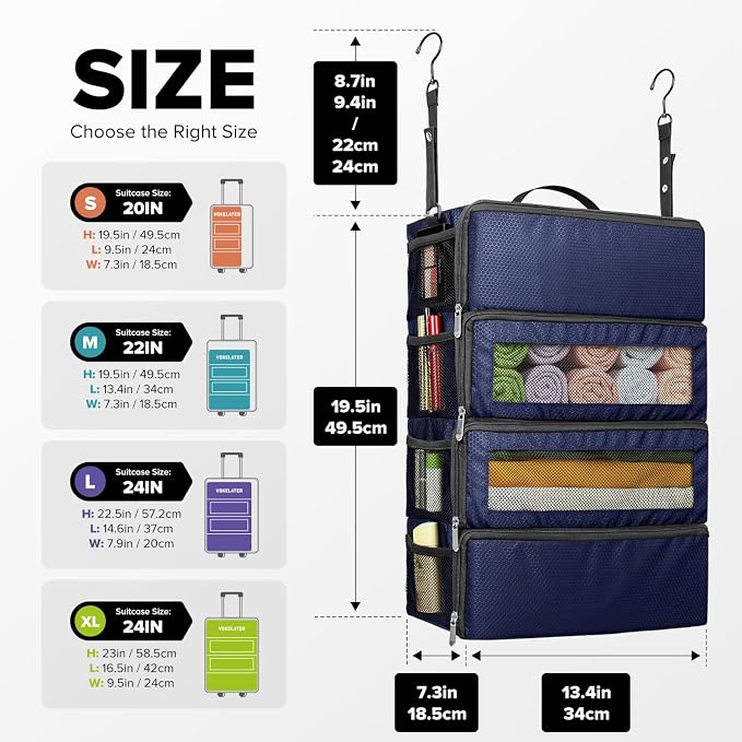 Suitcase Organizer, Travel Luggage Organizer Hanging Shelves Packing Cube - Image 2