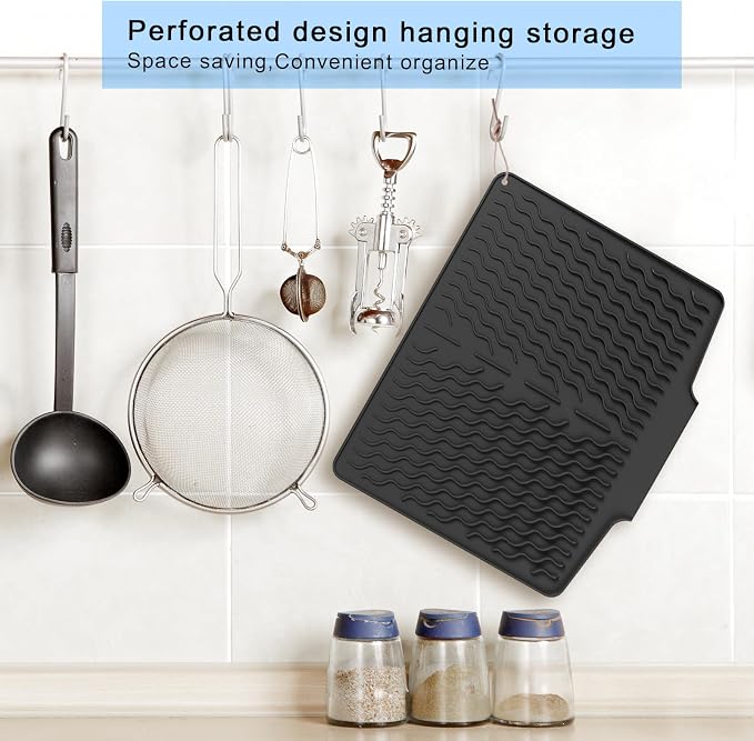 Silicone Dish Drying Mat with Drain Lip 16" x 13" Dish Drying Pad, Drain Mats - Image 7