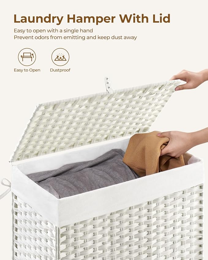 Greenstell Laundry Hamper with Lid, 125L Laundry Basket with 2 Removable Liner - Image 5