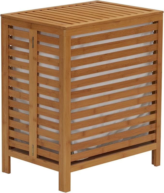 Household Essentials Bamboo Laundry Hamper, Slated Hamper by HouseholdEssentials