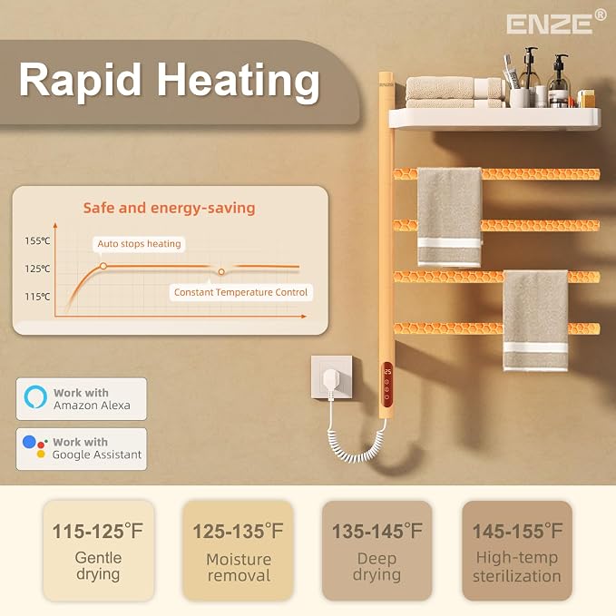 ENZE Smart Rotating Heated Towel Rack - Image 7