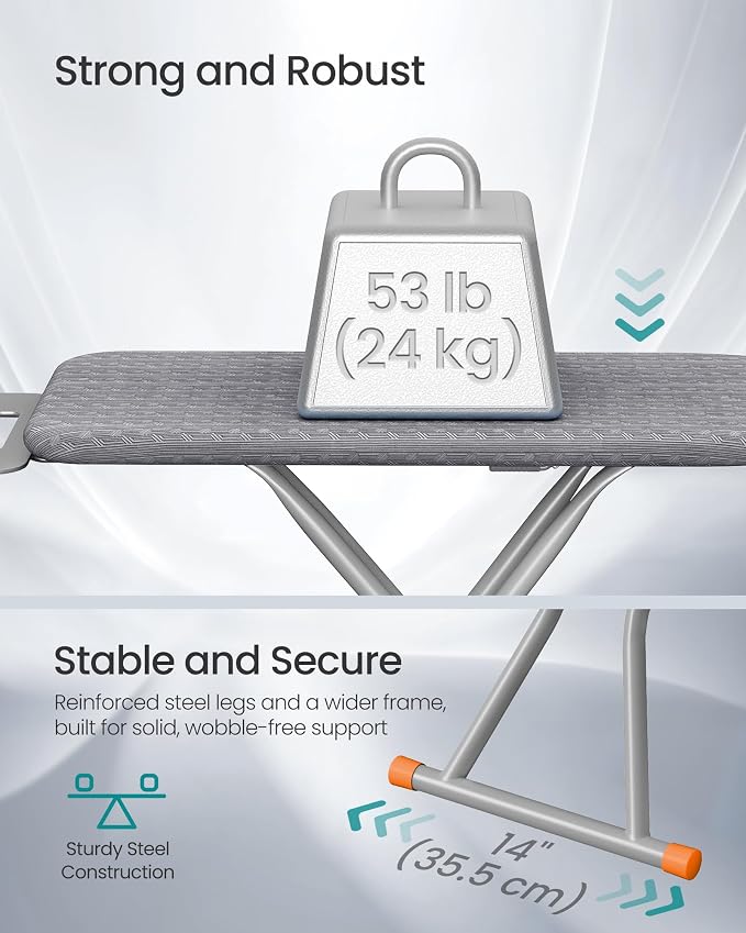 SONGMICS Ironing Board, Retractable Iron Rest, Foldable Iron Board, 43 x 13 - Image 4
