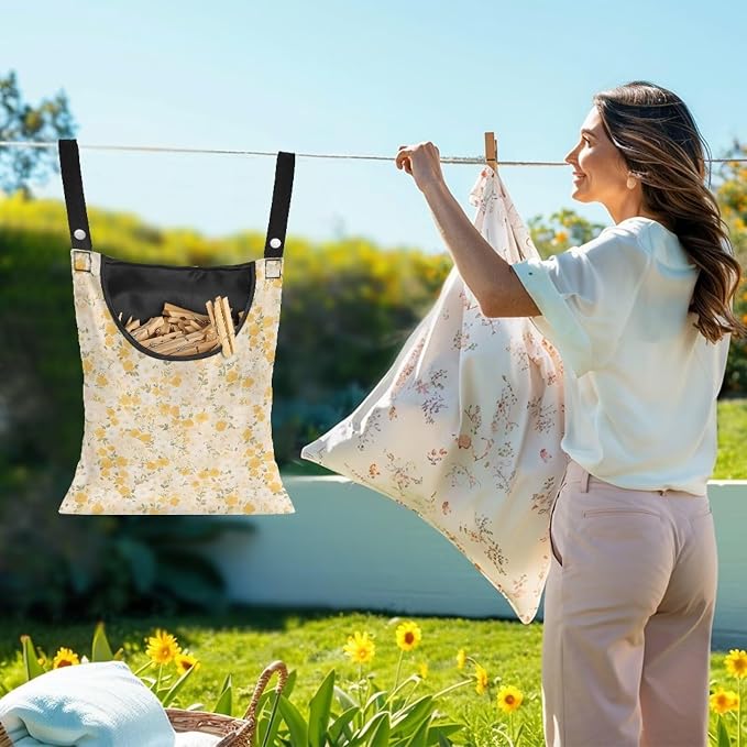 Clothes Pin Hanging Bag with Big Opening Storage Clothes Pins & Mini - Image 2