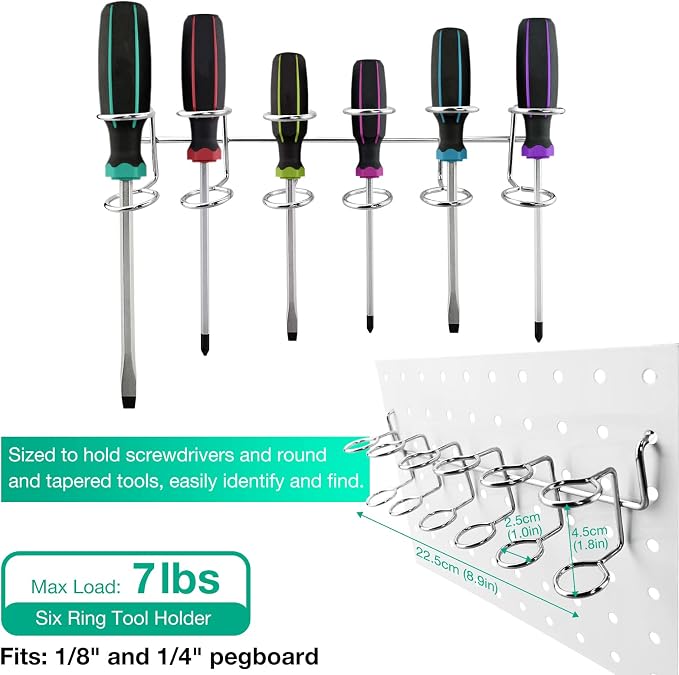 G.CORE 12 Pack Pegboard Tool Utility Hooks, 1/4" Heavy Duty Metal Peg Board - Image 4