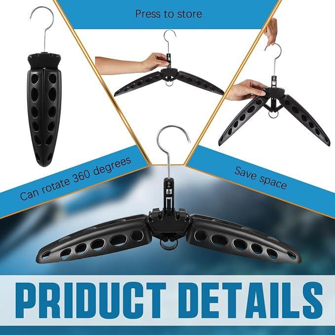 Mifoci 6 Pcs Wetsuit Hanger Foldable Surfing Suit Scuba Hangers Folding Vented - Image 3