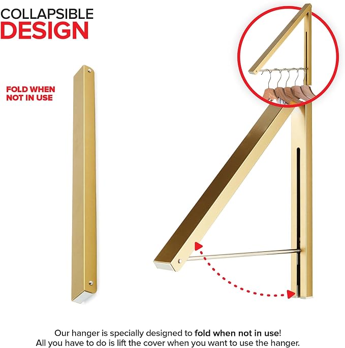 Single Foldable Clothing Rack, Wall-Mounted Retractable Clothes Hanger - Image 3