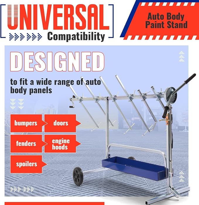 Rotating Paint Stand Universal W/Tool Tray&360° Rotation Adjustable Bars - Image 3