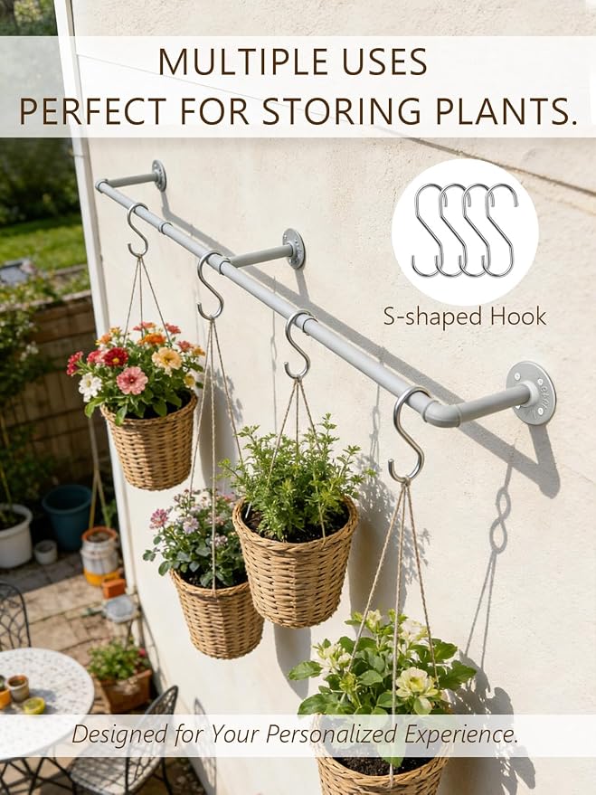 Aduanbang 65.7in Industrial Pipe Wall Mounted Clothes Rack, Heavy Duty - Image 3