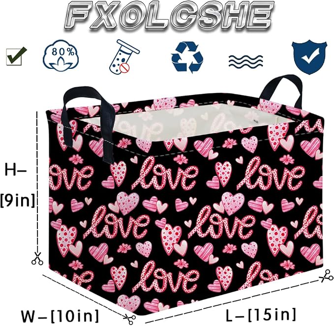 Rectangular Black heart, Valentines Basket, baby Gift Basket Empty, Hearts - Image 7