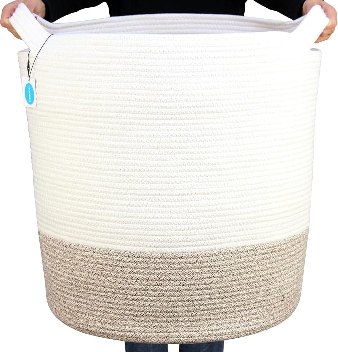 Casaphoria Extra Large Woven Cotton Rope Storage Basket by Casaphoria