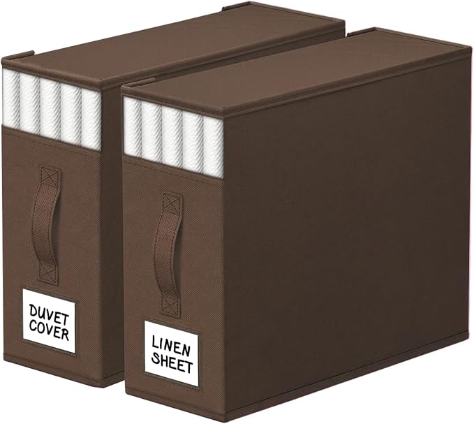 2 Pack Bed Sheet Closet Organizers and Storage, Sturdy Foldable Storage by StorageTastic