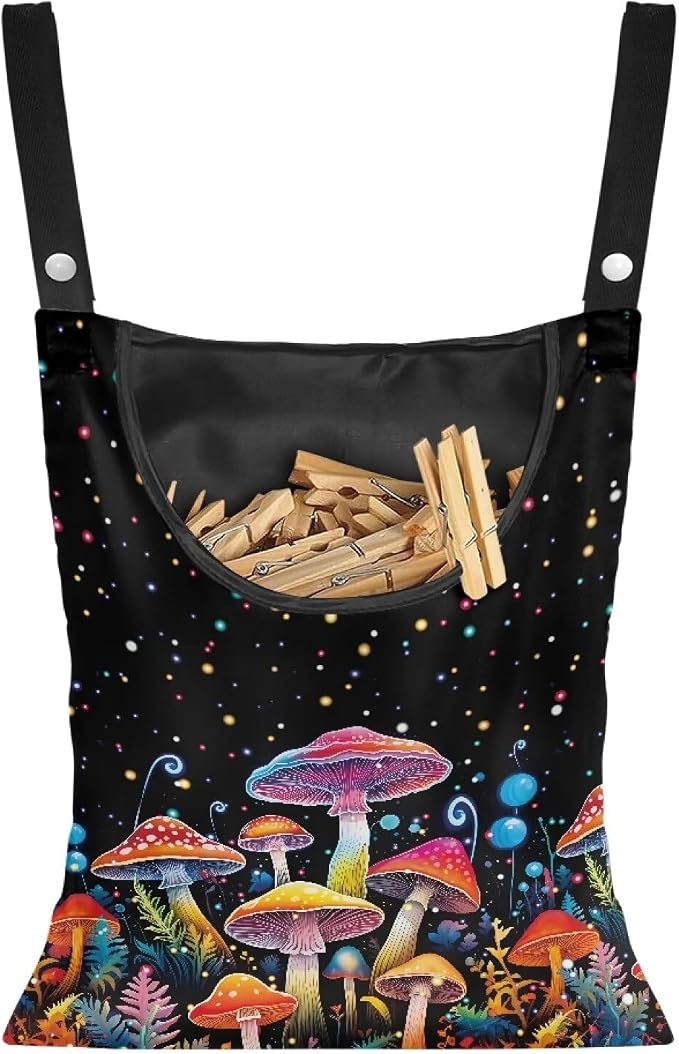 Big Mushroom Pin Collector Bag Dust-Proof Wall Hanging Organizer Large Capacity by Psesaysky