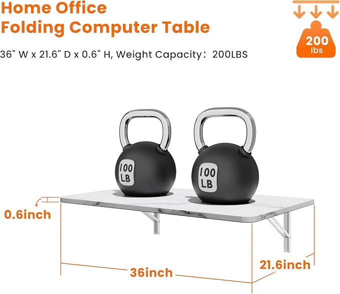 IAE Wall Mounted Floating Foldable Desk, Fold&Floating Design - Image 2
