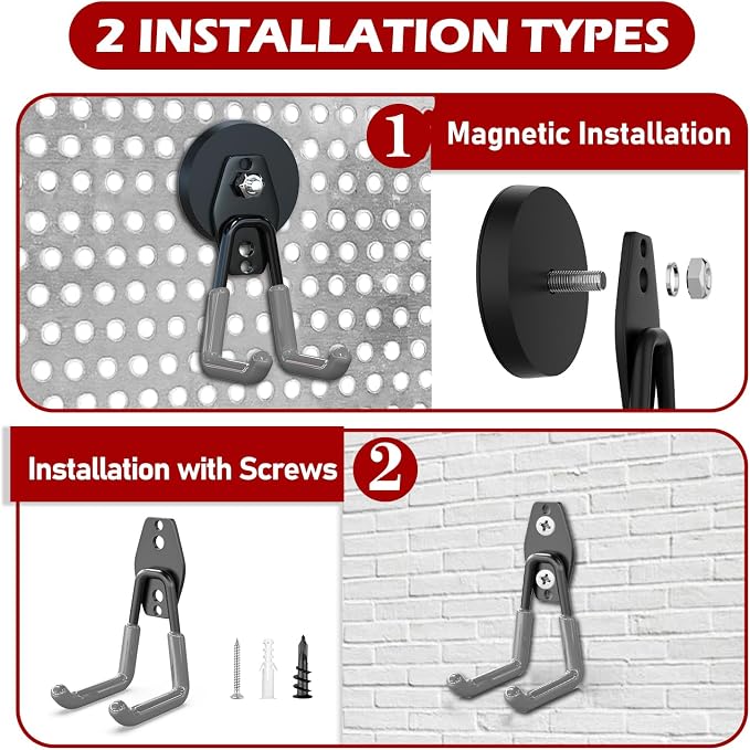 3-H Heavy Duty Magnet Garage Hooks 4 Pack, Large Strong Magnetic Hooks - Image 5
