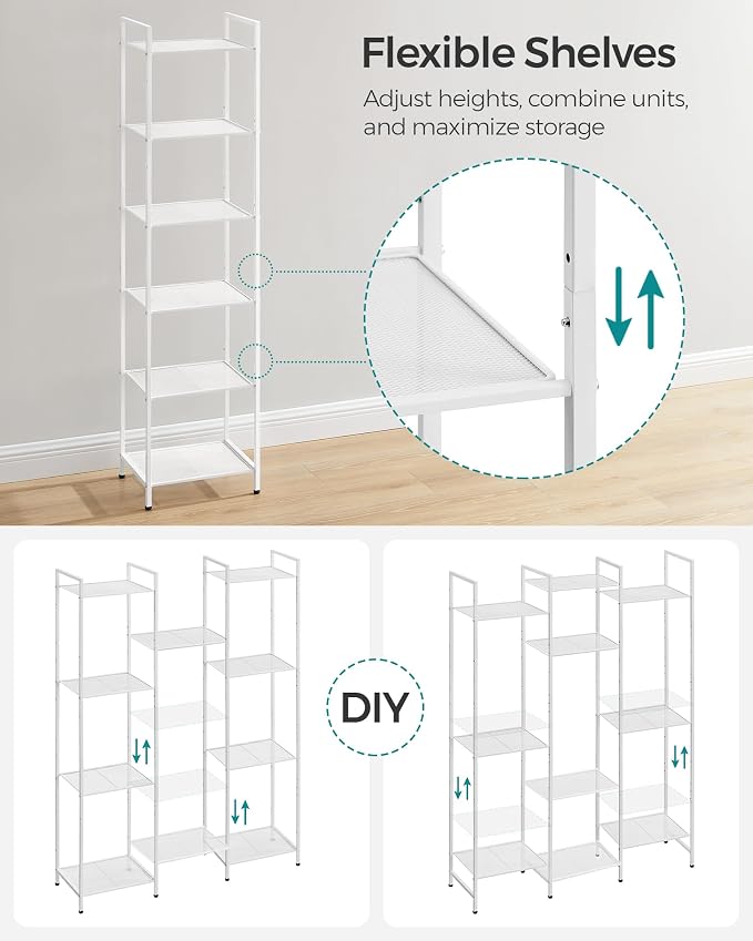 SONGMICS 6-Tier Storage Rack, Bathroom Shelf, Extendable Plant Stand - Image 6