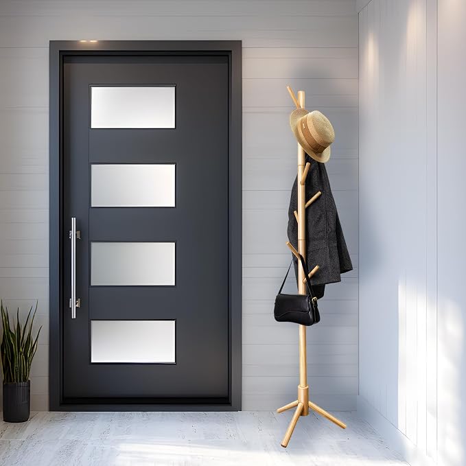 VaeFae Bamboo Coat Rack Stand, Free Standing Hall Tree - Image 6