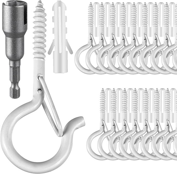 50 Pcs Screw-in Hooks for Outdoor String Lights, Q Hangers Hooks for Outside by FSAH