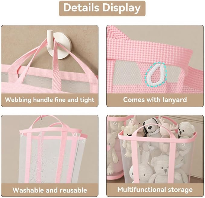 Collapsible Laundry Caddy, Mesh Laundry Tote, Foldable Clothes Storage Basket - Image 3