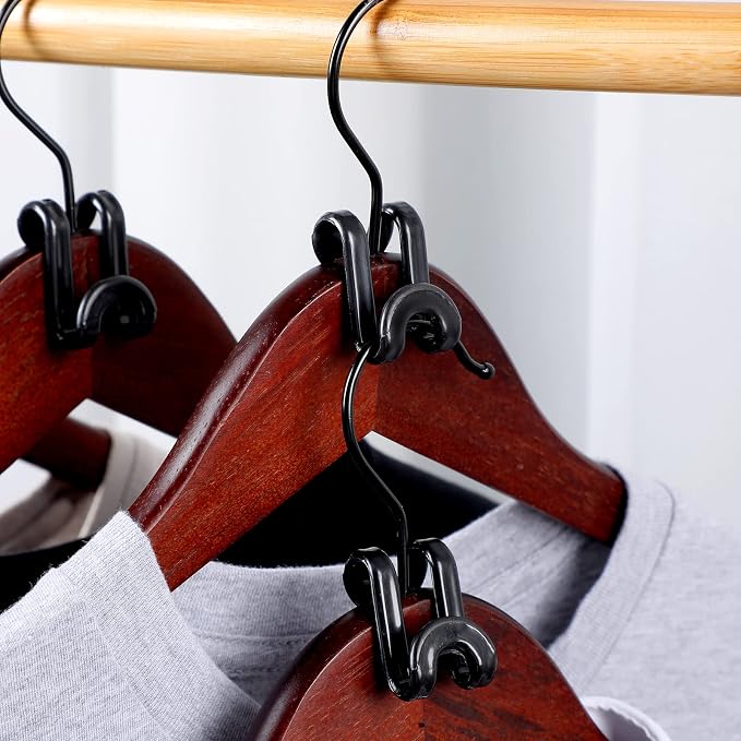 Unittype 100 Pcs Black Plastic Heavy Duty Clothes Hanger Connector Hooks - Image 6