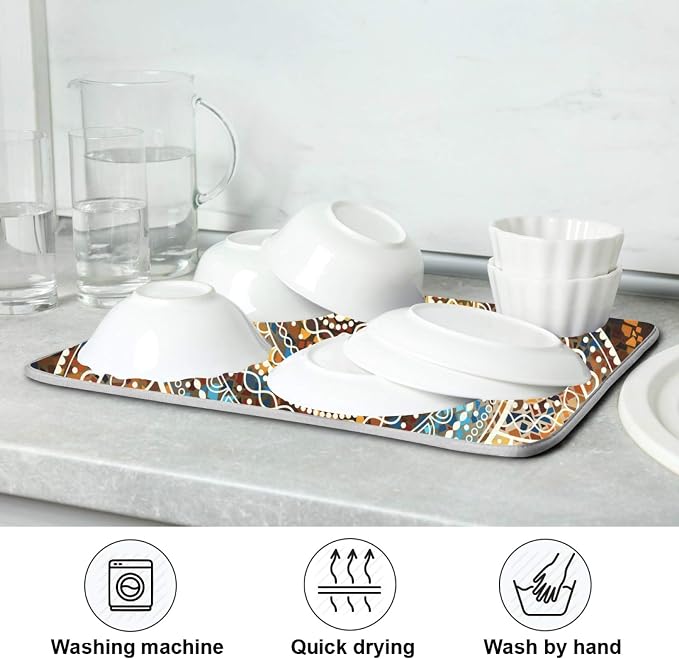 Mandala Dish Drying Mats 16 x 18 Inch Super Absorbent Microfiber Dish Drainer - Image 7
