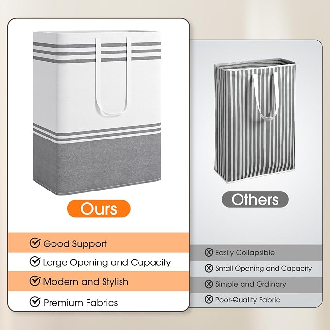 3 Pack Large Laundry Baskets, Laundry Hampers, Freestanding Waterproof - Image 5