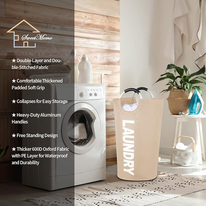 115L Large Laundry Basket with Handles, Collapsible Laundry Hamper Bag - Image 7