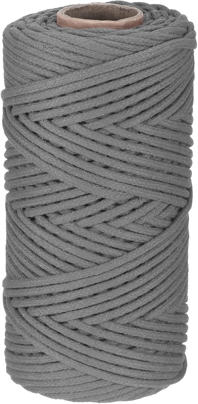 Rebower Macrame Cord 4mm x 109 Yard, Natural Cotton Macrame Rope Twisted by Rebower